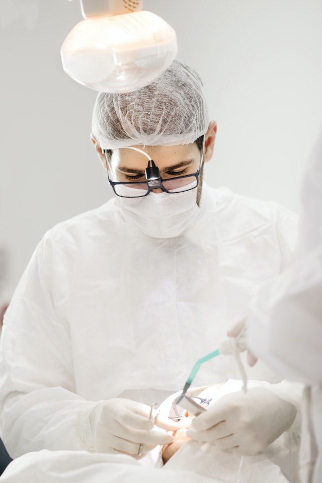 Dentist working with a patient